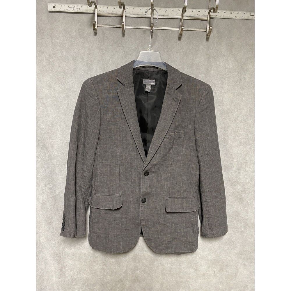 H&M Blazer Men 36R Gray‎ Linen 2 Button Casual Office Sport Coat Jacket Luxury